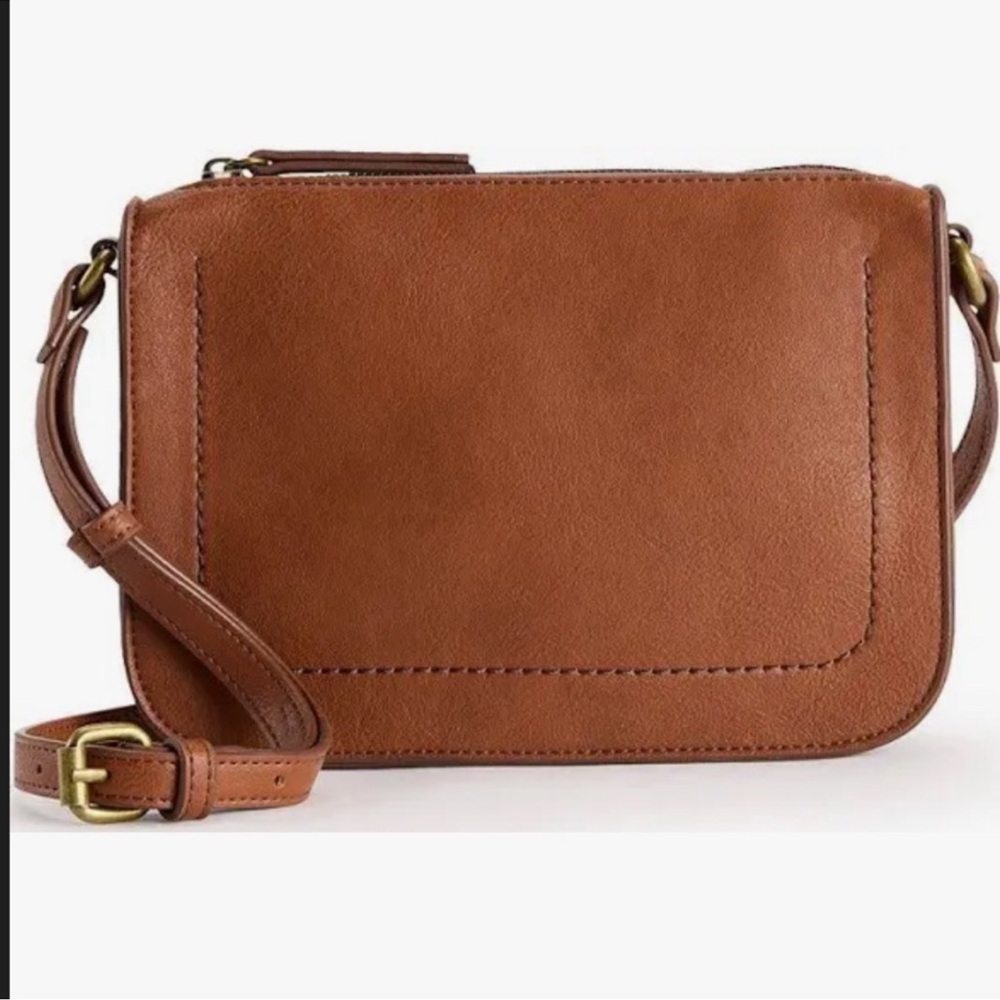 Sonoma Goods For Life Vegan Leather Brown Crossbody Bag